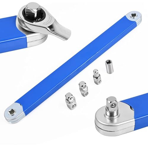 Powerruif Chiave di prolunga piegata Offset Extension Wrench con adattatore di azionamento multifunzione da 1/2, 1/4 e 3/8, chiave di prolunga per meccanici, artigiani del garage, riparazione auto