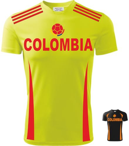 Zena Sportswear T-Shirt Uomo | Dry Fit | Elasticizzato e Traspirante | Made in Italy | Squadre Copa Coppa America 2024 | Colombia (IT, Testo, S, Regular, Regular, Giallo Vertical)
