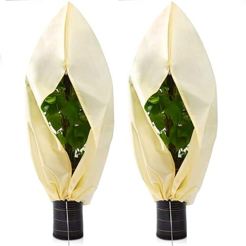 JOLIGAEA Winterschutz für Pflanzen, 2 Stück Frostschutz Pflanzen Winter mit Reißverschluss & Zugband, Pflanzenschutz Winter, Frostschutz Schutzhülle Pflanzensack für Kübelpflanzen (180x120cm)