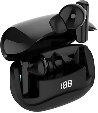 wireless earbuds Bluetooth Headphones 5.3 Stereo, 50 Hours of Playback with LED Display in-Ear Ear Buds with 4 Microphones IPX7 Waterproof Earphones compatible with Iphone, Android PC etc (Black)