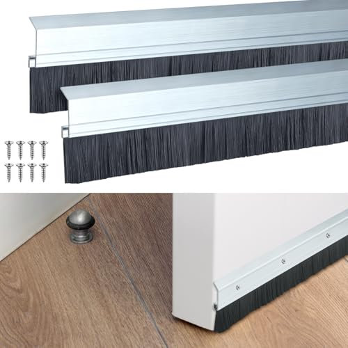 Hushee Lot de 2 brosses de porte de 5,1 x 91,4 cm pour extérieur, porte commerciale en aluminium, toutes saisons, pour joints d'étanchéité extérieurs et intérieurs, empêche l'air froid, la poussière