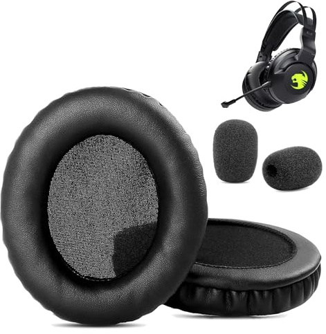 ElO 7.1 Ohrpolster, HAIZEEN Ohrpolster kompatibel mit Roccat ElO 7.1 AIR/ELO 7.1 USB/ELO X Stereo Kopfhörer Ohrpolster Ersatzkissen (Proteinhaut/Memory-Schaum)