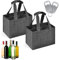 HOTUT Wine Bottle Carrier Bag With 6 Compartments - 2 Pcs Felt Tote for Red Wine, Champagne, Beer, Water Bottles