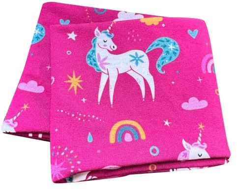 Wollhuhn ÖKO Kinder/Jungen/Mädchen Cooles Elastisches Stirnband/Haarband Bequem Zweilagig Jersey Oder Fleece Viele Motive 21215152 (Einhörner Beere)