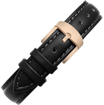 NINOMA Kompatibel mit der neuen Garmin-Uhr Lily2, echtes Lederarmband, Lily 2 SmartWatch, Damen-Rindsleder-Schnellverschluss-Armband, 14 mm, modisches Armband(Black-rose gold)