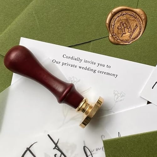 KuSONG Siegelstempel Personalisiert für die Hochzeit Verlobung Buchstaben, Personalisierter Stempel mit Abnehmbarer Holzgriff für Hochzeitseinladungen Party Brief Karte