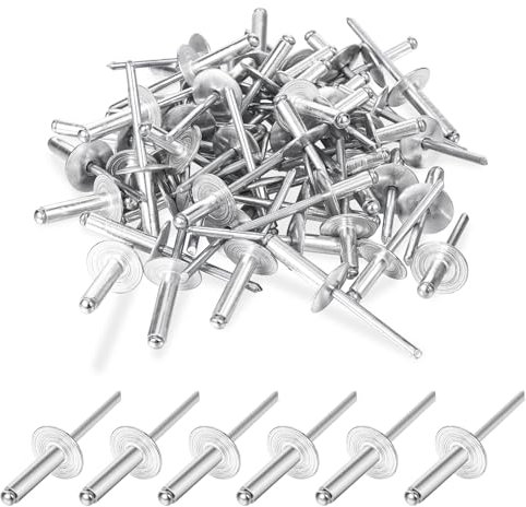 Lot de 60 rivets aveugles en aluminium - Assortiment de rivets pop pour tôle, industrie, travail du bois (4,8 x 20)