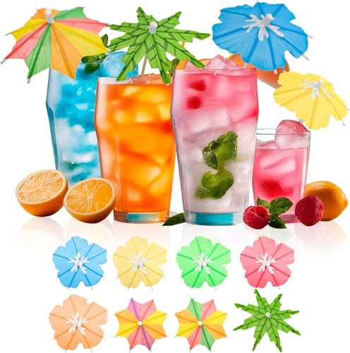 IHLOOTD Cocktailschirmchen Sommer 75 Stück Cocktail Schirmchen 3 Stile Eisschirmchen Drink-Dekoration Papierschirmchen Cocktailumbrella EIS Cocktail Dekoration für Sommerparty, Poolparty, Hochzei