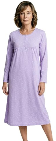 Zeitlos Nachthemd Damen Langarm Krista mit Gänseblümchen M-2XL Schlafshirt kleine Knopfleiste
