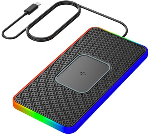 Fast Wireless Car Charger – 15W Non-Slip Charging Mat, Dashboard Phone Charger | Auto-Compatible Charging Station for Smartphones, Qi-Enabled Devices, universals Vehicle Power Mat Accessory
