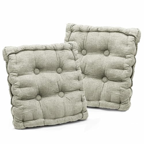 LOMUG 2er Set Sitzkissen Stuhlkissen 40x40 cm, 10 cm Hohe Sesselauflage Sitzerhöhung extra Dicke Polsterung Bodenkissen Stuhl Sitzpolster Sitzauflagen für Indoor Outdoor Haus Garten Büro Autositze