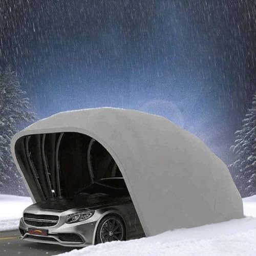 Abri de voiture gris en acier inoxydable, abri de voiture pliable et rétractable robuste, garage semi-automatique rétractable avec serrure à combinaison, abri de voiture(5.9x2.5x2.45m)