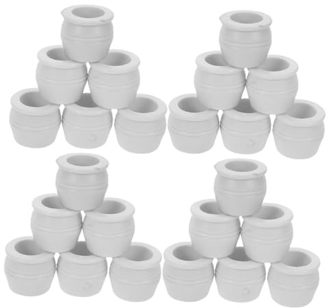 30pcs Mini Flower Pots White Plastic Dollhouse Décor