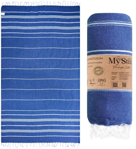 MyStilo® XXL Saunahandtuch Hamamtuch - Großes, Weiches Badetuch 100x200cm, Schnelltrocknend - Premium Strandtuch, Beach Towel, Handtuch für Männer, Frauen, Yoga und Fitness (Saks Blau)