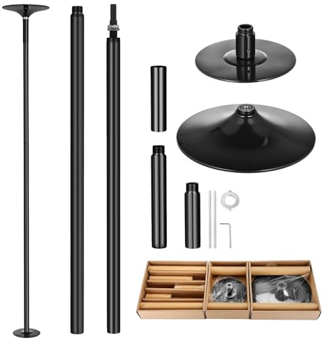 Genérico Barra de Pole Dance, 45 mm de diámetro, Altura Ajustable de 216 a 279 cm, portátil y Desmontable con función estática y-giratoria, Capacidad de Carga de 150 kg, Dorada