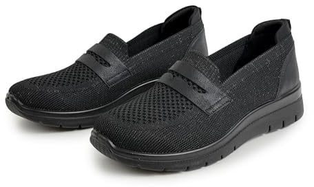 Zapatillas Deportivas Mujer Slip On Cómodas y Ligeras Sneakers Transpirables de Malla sin Cordones Calzado Casual Antideslizante para Caminar Negro 40