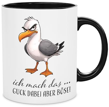 beidseitig bedruckt - ICH MACH DAS … GUCK DABEI ABER BÖSE Tasse mit Möwe Alfred - witzig - Kollegen - Freunde - Familie - 300ml (ich mach das)