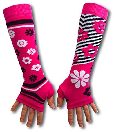 United Oddsocks Ladies Girls Mis Match Armwarmers, One Size, Pink Flowers