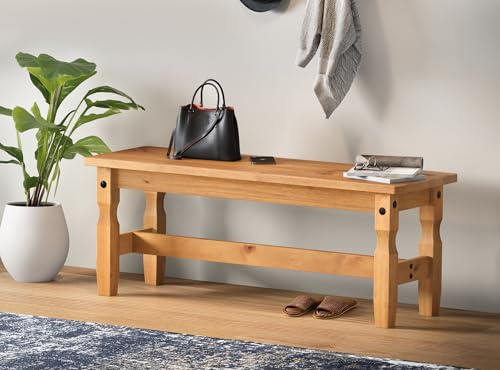 Mercers Furniture Trade Corona 4'0 Bench Solid Wood Mexican Pine Wooden Dining Hallway Long Seat Kitchen Entrance 45cm High. 120cm Wide. 38cm Deep