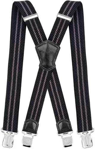 Decalen Hosenträger Herren 40 mm Breit – Elastisch, Verstellbar, X-Form mit Metall-Clips, Einheitsgröße für Männer & Damen, Schwarz/Rot/Braun/Blau