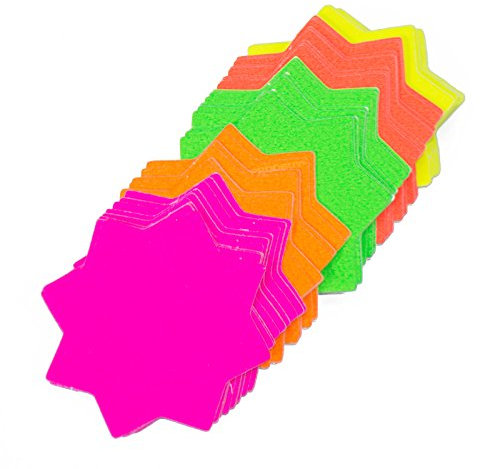 Fluoreszierende Sterne, 6,3 cm, 120 Stück, für Laden, Einzelhandel, Preisschilder, Verkaufskarten, Hinweise, Neon