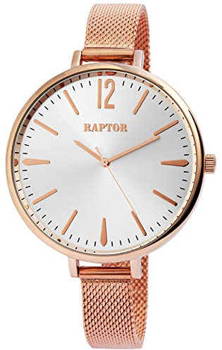 Raptor Damen-Uhr Edelstahlmilanaiseband Hakenverschluß Analog Quarz RA10164