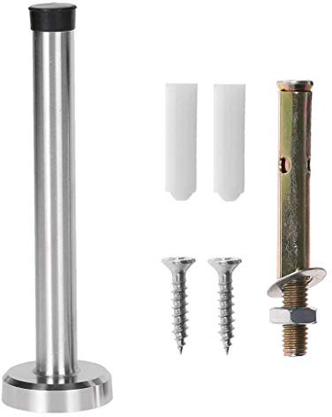 JOYKK 150cm Door Stop Stopper Bumper Wall Mounted Protector Sound Dampening Stainless Steel - Silver&Black