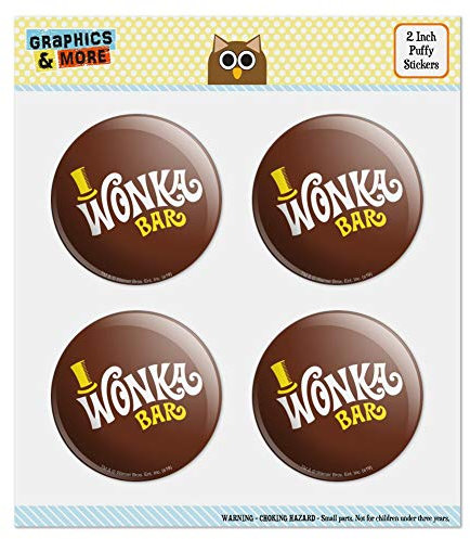 Willy Wonka and The Chocolate Factory Wonka Bar Logo Puffy Bubble Dome Scrapbooking Basteln Aufkleber-Set