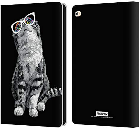 Head Case Designs Offizielle P.D. Moreno Kätzchen Schau Nach Oben Schwarze Und Weisse Katzen Leder-Wallet-Hülle Kompatibel mit Apple iPad Air 2 (2014)