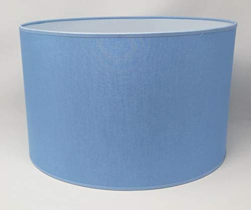Zylinder Lampenschirm Baumwolle Stoff handgefertigt für Deckenleuchte, Tischleuchte, Stehlampe (Hellblau, 25 cm Durchmesser 20 cm Höhe)
