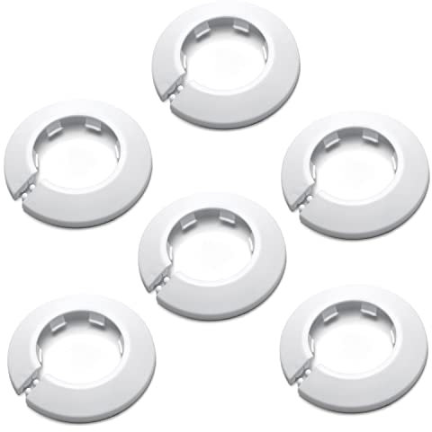 MroMax Ajuste 1.57 pulgadas de diámetro exterior brida cubierta de tubería de agua decoración cubierta de tubo blanco radiador plástico PP 40 mm collar de escudo para decoración de tubos de pared 6