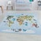 SIMPEX KinderTeppich, Weltkarte mit Tierdesign, Teppich Blau, 80 x 120 cm