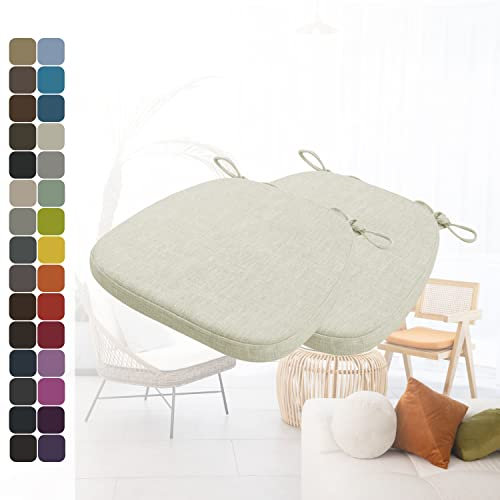 Kimgull 2er Set Stuhlkissen mit Bändern Bequeme Waschbare Rutschfestes Sitzkissen Ideal für zu Hause und Gartendekoration, viele Farben und Größen zur Auswahl (43x40x5CM Beige)