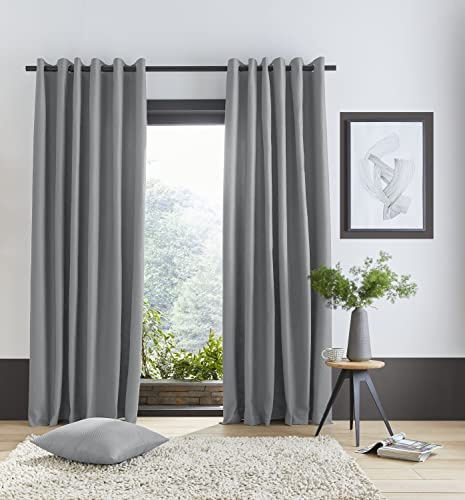 Catherine Lansfield Pinsonic Chevron-Thermo-Vorhänge mit Ösen, 11654 cm, silberfarben
