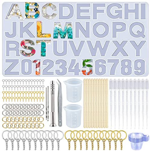 Moldes Resina Epoxi Grande Letras Molde de Silicona Moldes de Resina Epoxi para Hacer Colgante, Joyería, Llavero, DIY, Manualidades