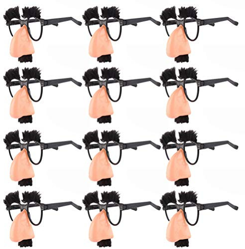 TOYANDONA 12 lustige Verkleidungsgläser, lustige Brille mit Nase und Schnurrbart für Kinder, Erwachsene, Halloween-Kostüm, Partygeschenke, Fotoautomaten, Requisiten, Brillen