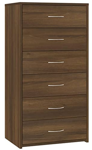 vidaXL Sideboard mit 6 Schubladen Kommode Anrichte Schrank Beistellschrank Mehrzweckschrank Schubladenschrank Braun Eichen-Optik 50x34x96cm Holzwerkstoff