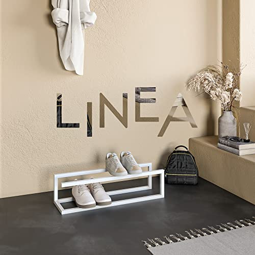 The Sala Collection Schuhregal Metall [2 Ebenen 6 Paar] Aufbewahrung für Schuhe, 66 x 19 x 19 cm Eingangsbereich Outdoor Flur Robust Metallgestell Industrie-Design | Weiß