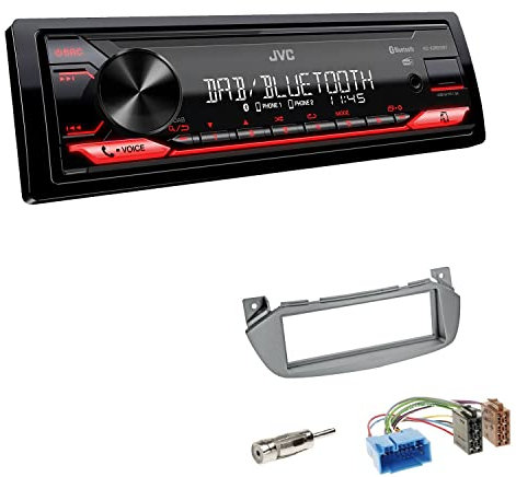 JVC KD-X282DBT 1-DIN Digital Autoradio DAB+ Bluetooth USB Einbauset passend für Suzuki Alto ab 2009 Silber