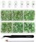 Beadsland 4300 Stück Grün Strasssteine mit flacher Rückseite,Nagelsteine, runde Kristall-Strasssteine zum Basteln, gemischt in 6 Größen, mit Picking-Pinzette und Wachsstift-Set, SS6–SS20,Hellgrün