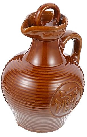 BESTonZON Cruche d'argile Pichet en Céramique Carafes à Boissons Bouteilles d'eau Pichet De Thé Glacé Pot De Poterie Pot De Vin d'argile Pichet en Terre Cuite Vernissée Ancien Cruche De Vin