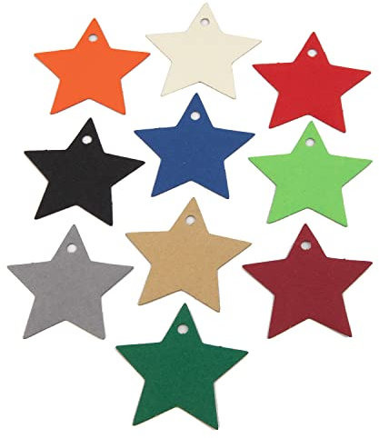 100 PresentFill extra stark Premium Geschenkanhänger Sterne Saphir Blau - 210g/m² Kraftpapier auf E-Welle Karton als Etiketten, Preisschilder, Hängeetiketten, Preisanhänger