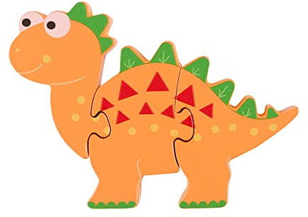 Stegosaurus Mini Wooden Puzzles - My First Puzzles, Jigsaw Puzzle Games with Dinosaurs - Educational Toys For 1 Year Old + Toddler, Montessori Early Development & Activity Toys by Orange Tree Toys