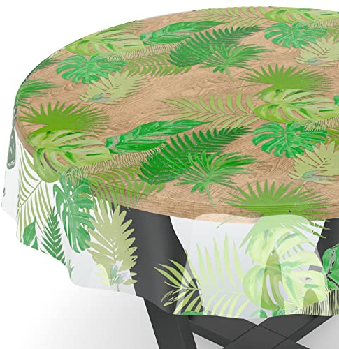 Tischdecke transparent Folie durchsichtige Wachstuchtischdecke Tischschutz Schutzfolie Tischfolie Bedruckt Motiv 0,15mm Exotik Rund 140cm Schnittkante Rund Oval Eckig