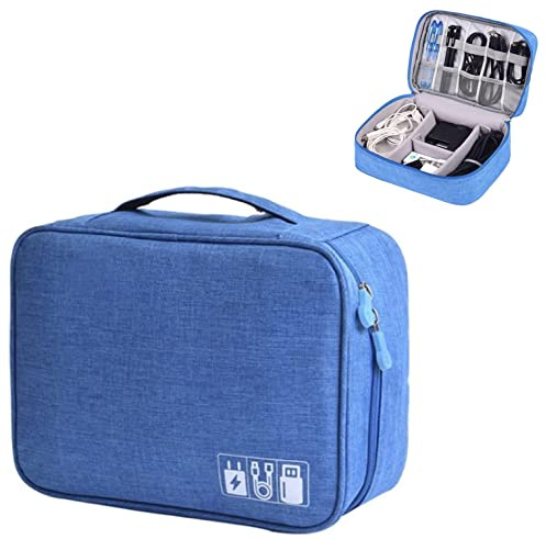 LTLSZRN Kabeltasche, Kabel Organizer für Reise, Elektronik Tasche, Ladekabel Aufbewahrung, Travel Organizer (Blau)