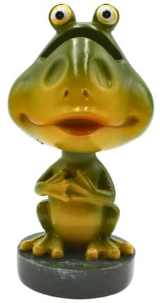 Dekohelden24 Brillenhalter als Frosch auf Sockel, Brillenständer, Brillenablage aus Polyresin, Größe ca. 13 cm