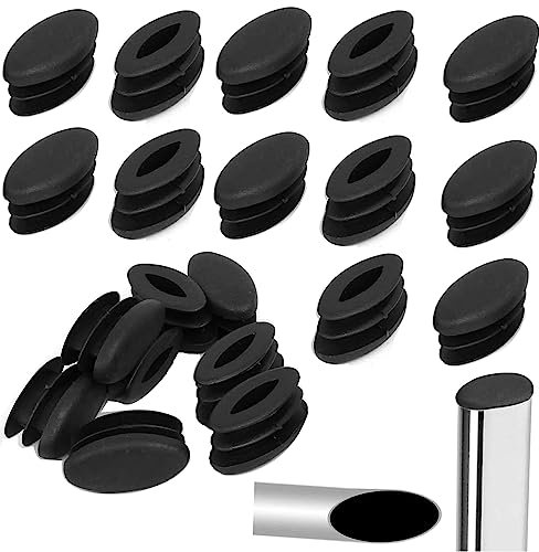 32 Stück Lamellenstopfen Stuhlbeinkappen Stuhl Abdeckkappen Fußkappen für Gartenstühle Oval Stuhlbeinkappen Möbel Schutzkappen Ovalrohre Rohrkappen Stopfen Endkappen Kunststoff (20x40mm,Schwarz)