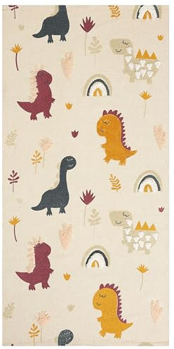 Beliani Kinderteppich aus Baumwolle mit Tiermotiv 80 x 150 cm Handgewebt Mehrfarbig Tiop