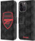 Head Case Designs Officially Licensed Arsenal FC Black Crest and Gunners Logo Leather Wallet Case Compatible With Apple iPhone 15 Pro Max
