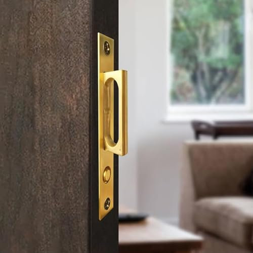 betensh Tirador para Puerta de Bolsillo Puerta corredera Mortaja Manija Invisible Puerta de Bolsillo Tirador Empotrado Accesorios para Puerta Corredera,Dorado